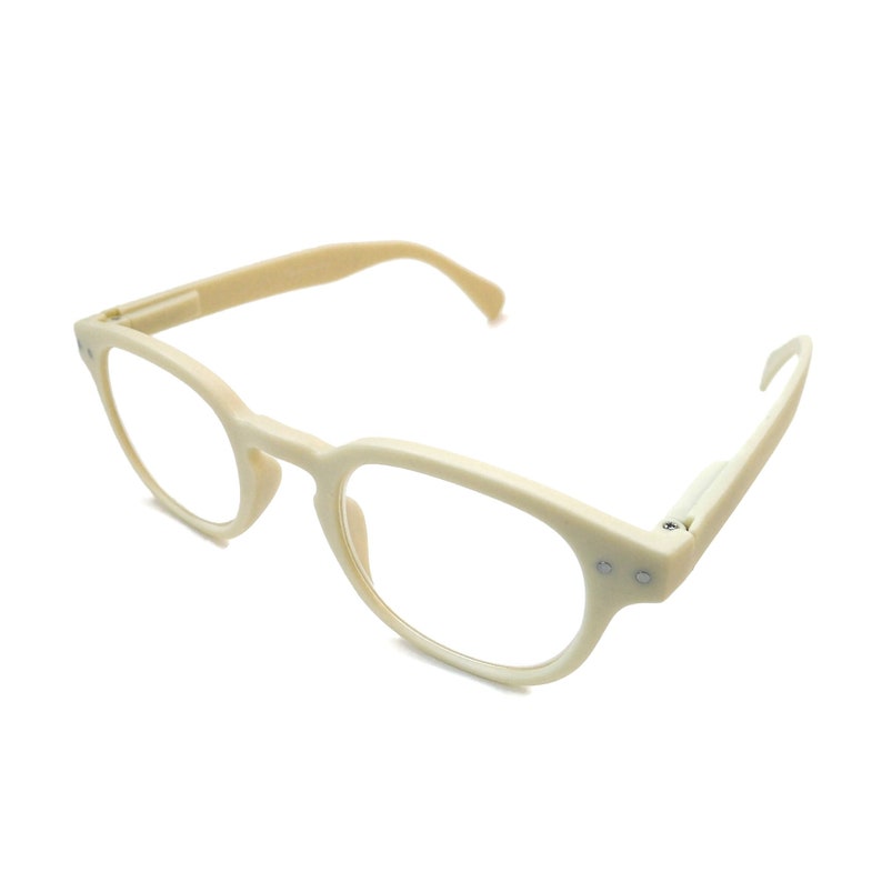 Off White Creamy Readers Vanilla Cream 4.00 Reading Glasses Large Lens Spring Hinge Eyeglasses