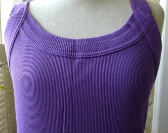 Purple Tank Top Large, Liz Sport 100% Cotton, Scoop Neck, Vintage 1990's