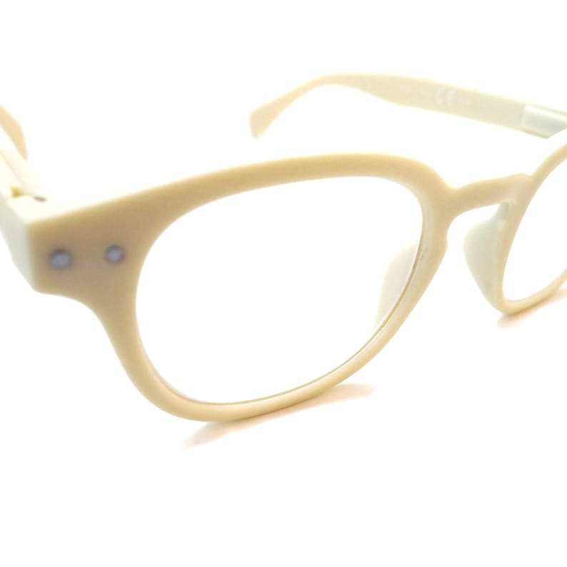 Off White Creamy Readers Vanilla Cream 4.00 Reading Glasses Large Lens Spring Hinge Eyeglasses