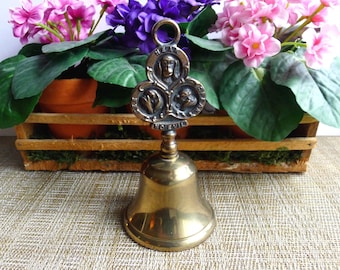 Vintage Brass Bell, See Hear Speak No Evil, Three Wise Monkeys, Made in England