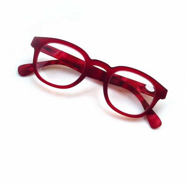 Cranberry Red 2.00 Readers, Spring Hinge Eyeglasses, Unisex Glasses for Reading Crafting