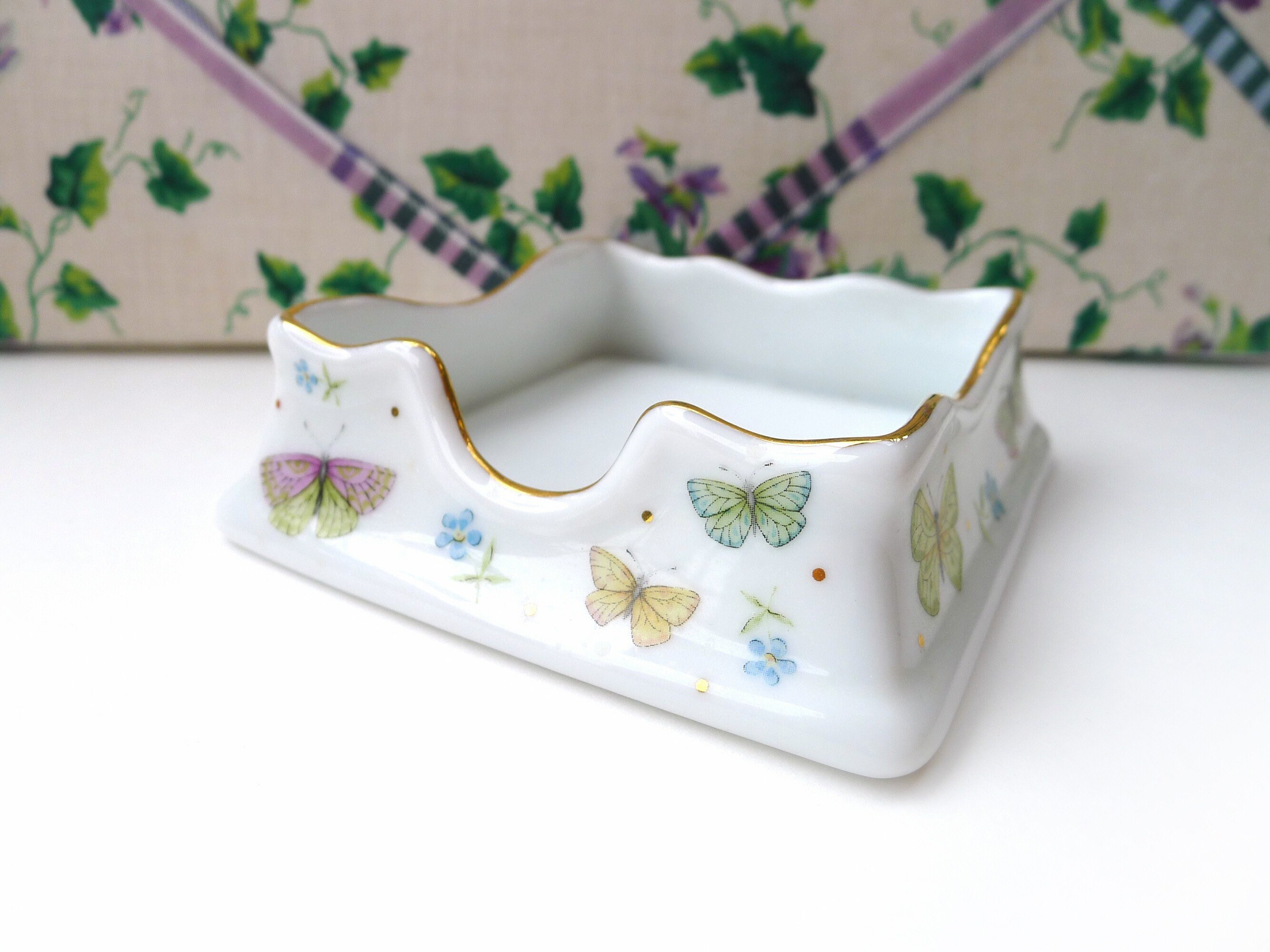 Vintage Butterfly Desk Accessory Note Paper Holder Trinket Etsy