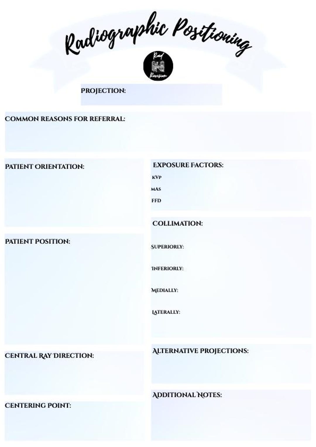 Daily Emoplyee Positioning Guide.pdf Radiographic Positioning Revision Guide - Etsy Australia
