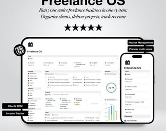 Plantilla de gestión de proyectos freelance de Notion + CRM + Seguimiento de ingresos