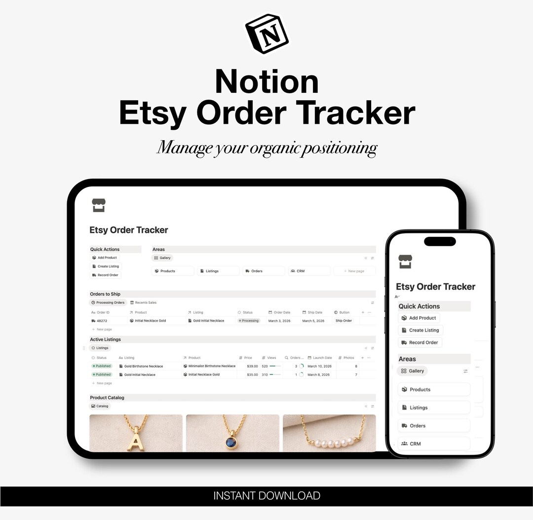 Etsy Order Tracker Notion Template | Order Management System for ...