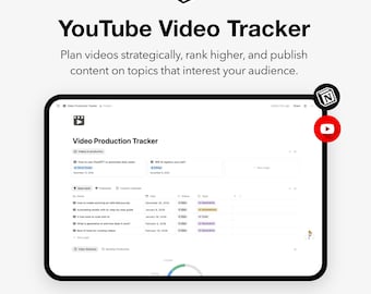 Notion YouTube Video Tracker: Gestiona el flujo de trabajo de producción - Incluye calendario de contenido (descarga digital)