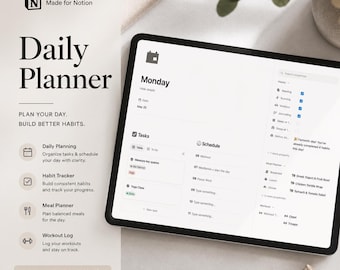 Plantilla de planificador diario de Notion: diario de rutinas minimalista, lista de tareas pendientes, registro de hábitos.
