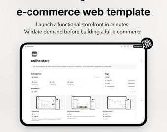Notion ecommerce website template: web online store for digital products and services