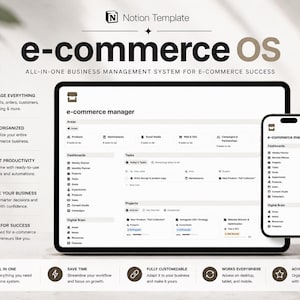 Notion Ecommerce Dashboard Template | Small Business, Retail, Jewelers, Fashion Brand | Shopify & Etsy Seller Planner