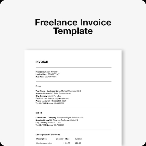 Freelance Invoice Template | Editable Client Billing Template for Freelancers & Consultants