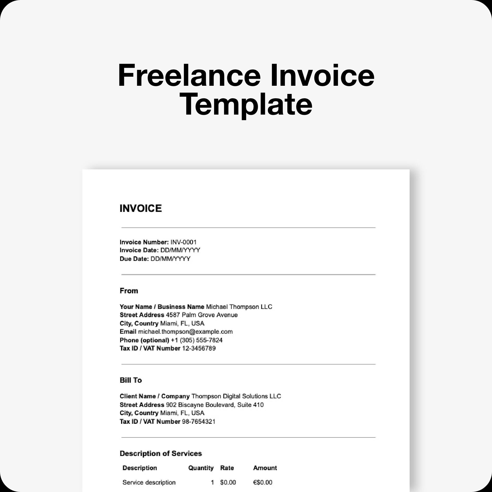Freelance Invoice Template | Editable Client Billing Template for ...