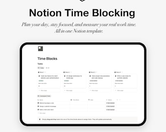 Notion Time Blocking & Time Tracking Template | Daily Planner | Productivity Dashboard | Work Hours Tracker