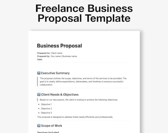 Plantilla de propuesta empresarial para freelancers / Cotización de servicios y alcance del trabajo / Word + PDF / Presentación de consultoría