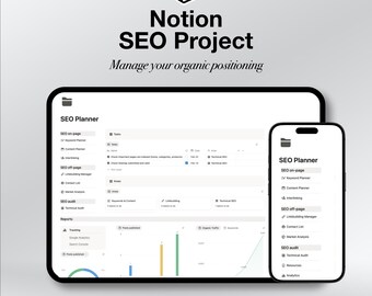 Plantilla de planificación SEO de Notion: Investigación de palabras clave, contenido, auditoría, informes y construcción de enlaces (descarga digital)