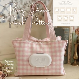Diaper and Wipes Caddy Sewing Pattern, Baby Wipes Pouch PDF with Grab and Go Window, Beginner Diaper Clutch Bag Pattern, Fits 7 Wipes Brands