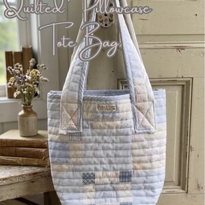 Upcycled Cotton Quilted Tote Bag | Patchwork Pillowcase Shoulder Bag