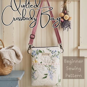 Quilted Crossbody Bag PDF Sewing Pattern | Beginner Friendly Phone Purse with Adjustable Strap | Instant Download