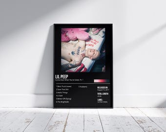 Set albumposters van Lil Peep – Minimalistische, donkere rapkunst (4 A3-prints) Afdrukbaar / Digitaal te downloaden