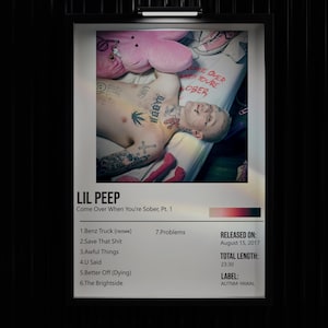Lil Peep White Album Poster Set (4x) A3 – Minimalist Dark Wall Art – Aesthetic Rap Print – Emo Decor