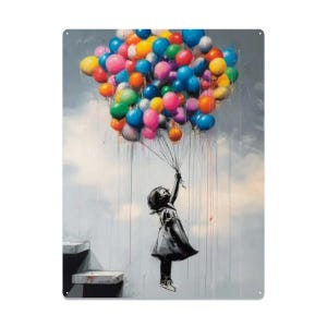 Colorful Balloon Girl Canvas - Banksy Inspired Street Art for Modern Wall Decor