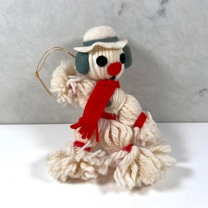 Vintage R. Dakin YARN Christmas Ornament Snowman