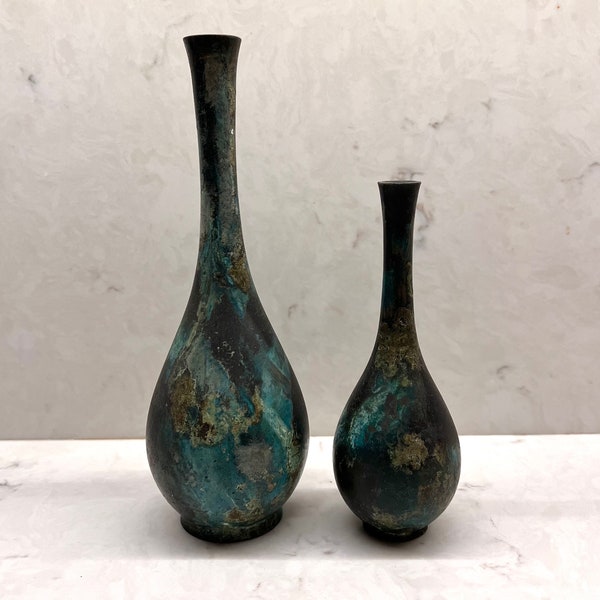 VINTAGE Japanische Patinierte Bronze Vasen c1960