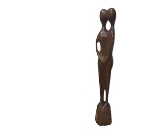 Will Leewens Rosewood Sculpture Two Figures c1970