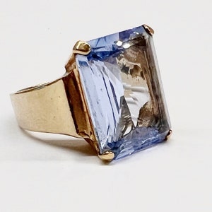 Vintage Blue Topaz Gold over Sterling Silver Ring, Size 7