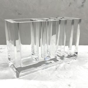 GUZZINI Lucite Acrylic Desk Pen Organizer Italian Design 1980s Vintage Post Modern