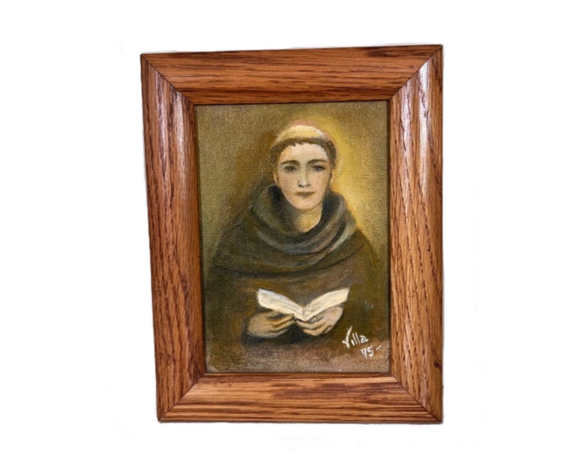 Vintage olieverfschilderij Sint-Antonius