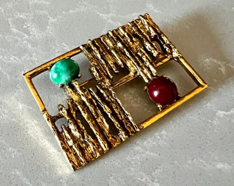 Vintage Art ModeArt ArtMode Brutalist Brooch Goldtone