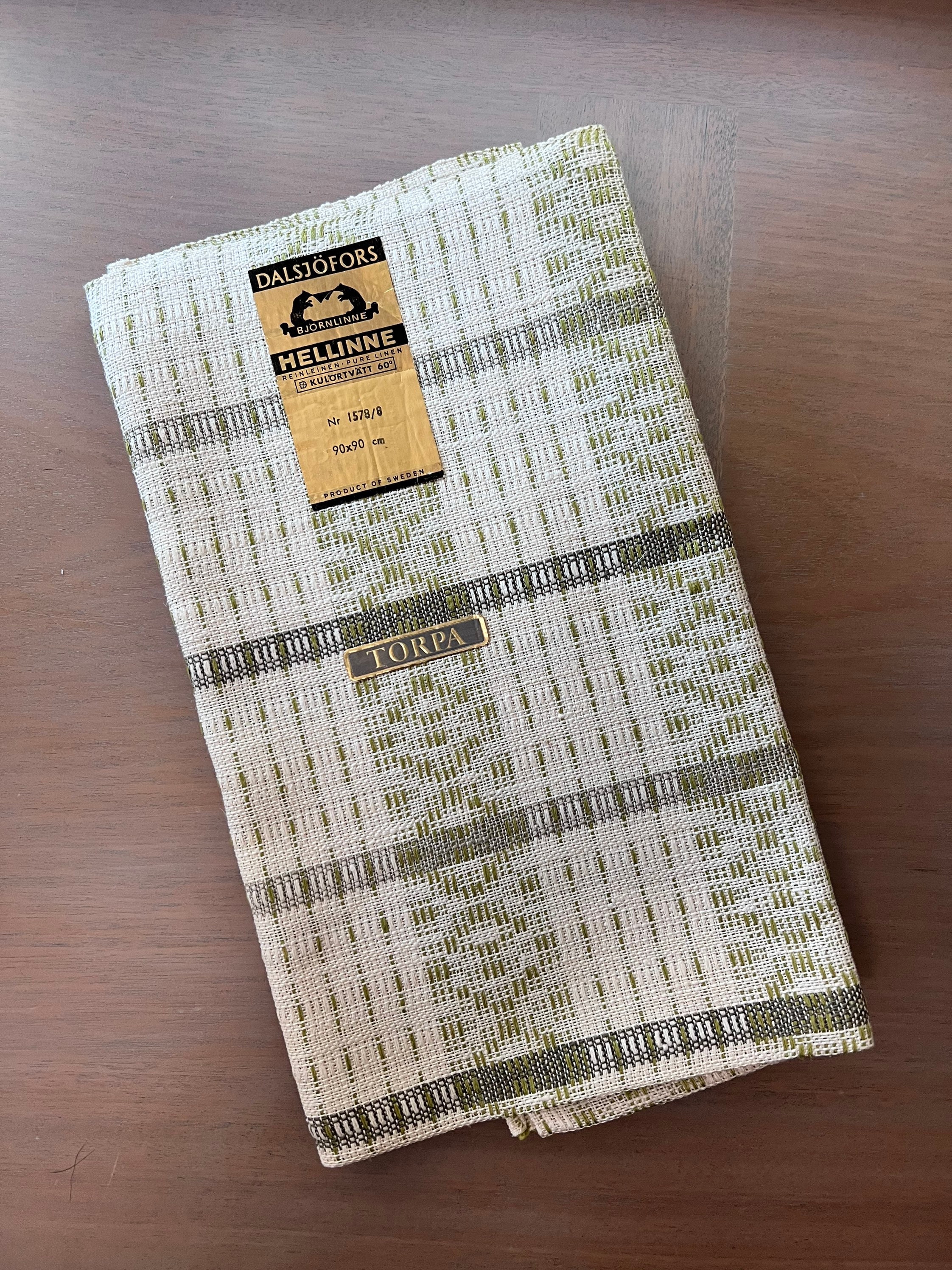 Vintage 1960s Swedish Linen Tablecloth Torpa Dalsjofors