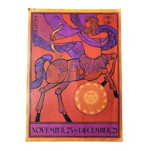Vintage Psychedelic SAGITARIUS Zodiac Poster Portal Publications