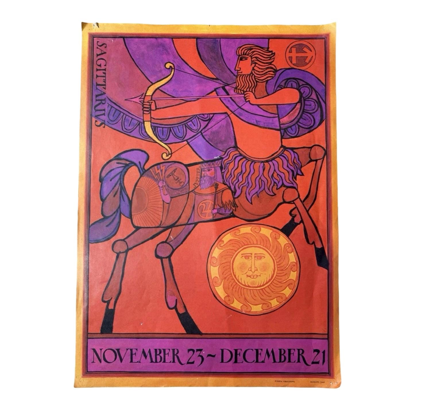 Vintage Psychedelic SAGITARIUS Zodiac Poster Portal Publications