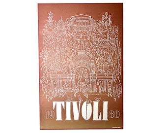 Ebbe Sadolin Vintage Serigraph Print TIVOLI Gardens 1980 Danish Modernist