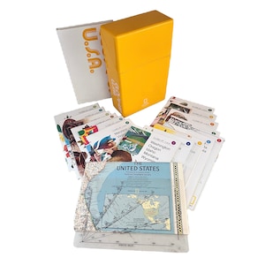 Cartes National Geographic vintage USA, gros plan, coffret en plastique 1978