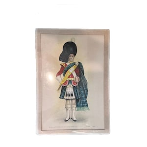 Vintage 1968 Hand painted Watercolor Gouache Painting Scotish Highlander Signed