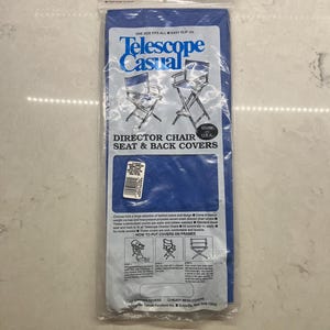 Vintage NOS Replacement Director Chair Seat and Back Cover Telescope Casual Made in USA Blue Canvas