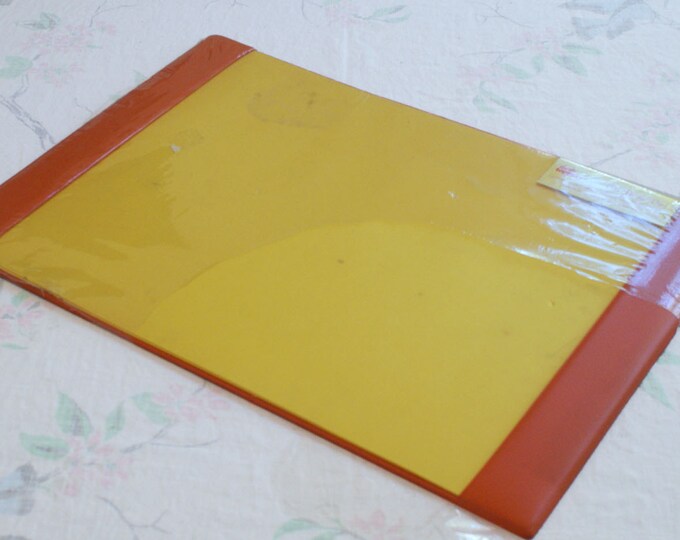 Vintage 60s MOD Orange and Yellow Desk Blotter in Original Cello DESK