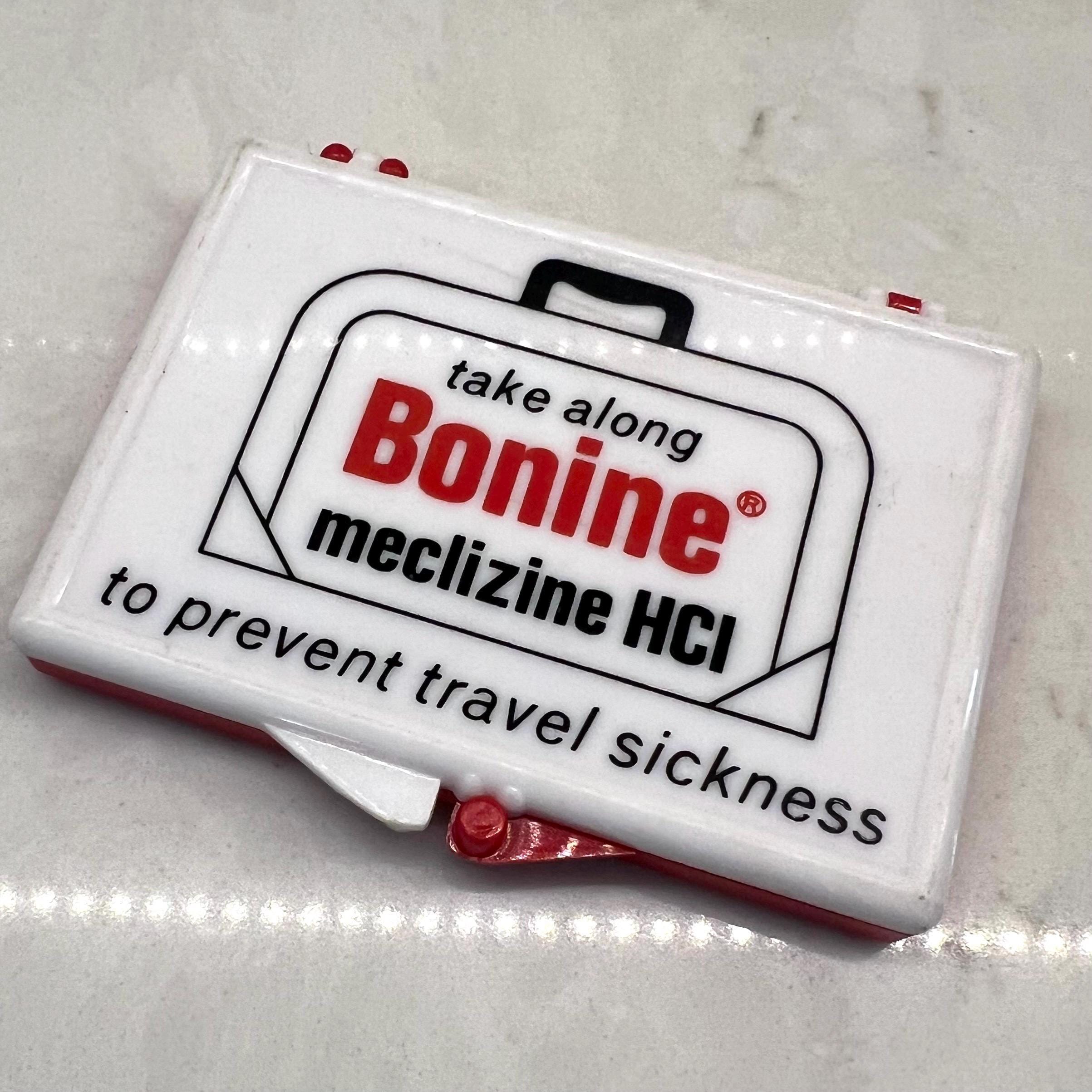 Vintage BONINE Sea Sickness Plastic Pill Box Travel Size c1960