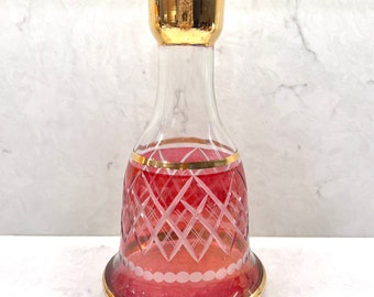 Vintage Egyptian cut glass hookah vase cranberry flash