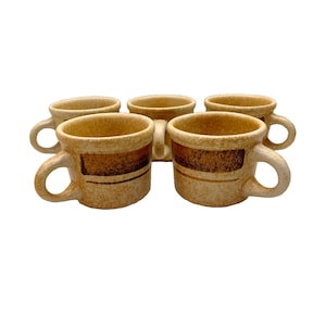 5pc Set Vintage Pottery Craft Coffee MUGS 1970s USA 451