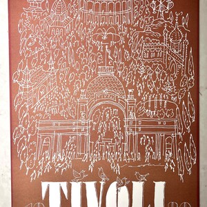 May include: A white line drawing of a park with buildings, trees, and people. The text "TIVOLI 1980" is at the bottom of the image.