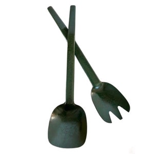 Vintage Flintwood Melamine Salad Servers forest green