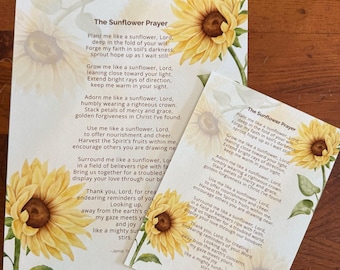 Sunflower Prayer/Poetry Print: Unframed, Watercolor Design, Fine Art Paper