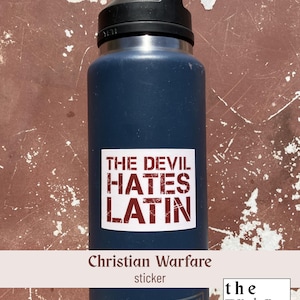 Pegatina El diablo odia el latín / Guerra cristiana / Selecciona una combinación de colores