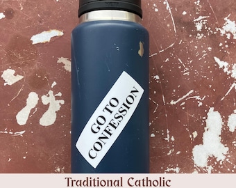 Ga naar Bekentenis | Traditionele katholieke sticker | Selecteer kleurencombinatie