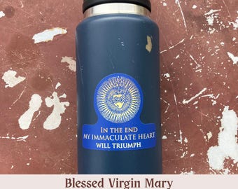 Uiteindelijk zal mijn Onbevlekt Hart zegevieren | Traditionele sticker van de Heilige Maagd Maria