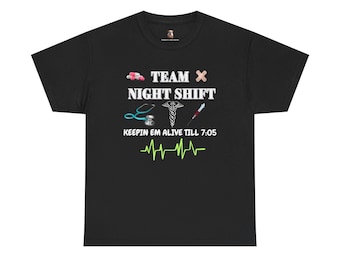 Chemise d'équipe de nuit, cadeau d'infirmière rigolote, t-shirt d'infirmière des urgences, vêtements pour personnel hospitalier, haut d'infirmière autorisée, humour médical