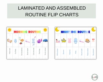 Personalisierte Kinder Routine laminierte Flip-Chart: Morgen- und Abend-Routinen